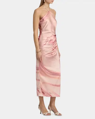 Simkhai Hansel Oil Spill-Print Satin Halter Midi Dress | Thumbnail 7 Simkhai Hansel Oil Spill-Print Satin Halter Midi Dress | Thumbnail 7