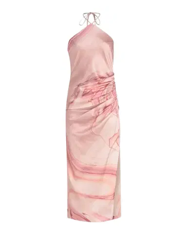 Simkhai Hansel Oil Spill-Print Satin Halter Midi Dress | Thumbnail 1 Simkhai Hansel Oil Spill-Print Satin Halter Midi Dress | Thumbnail 1
