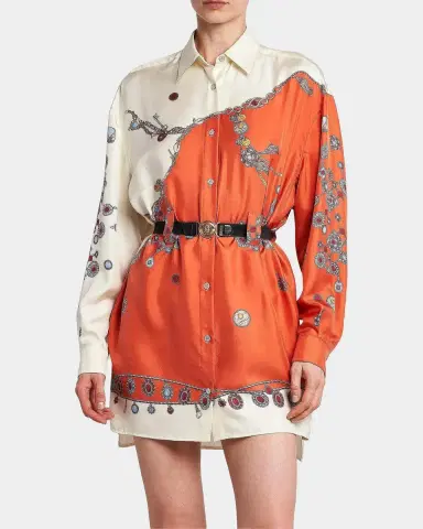 Versace Printed Silk Twill Shirtdress | Thumbnail 4 Versace Printed Silk Twill Shirtdress | Thumbnail 4