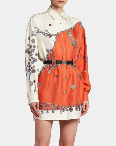 Versace Printed Silk Twill Shirtdress | Thumbnail 5 Versace Printed Silk Twill Shirtdress | Thumbnail 5