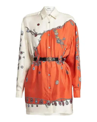 Versace Printed Silk Twill Shirtdress | Thumbnail 1 Versace Printed Silk Twill Shirtdress | Thumbnail 1