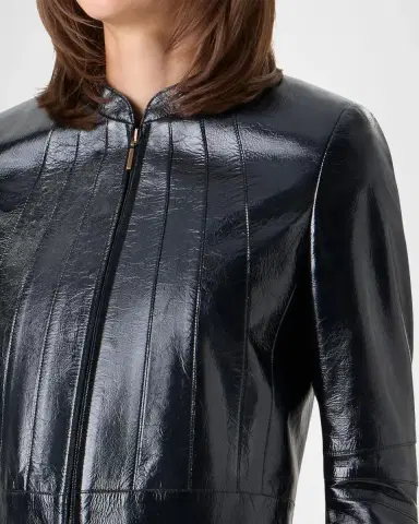Akris Shiny Leather Crop Zip Jacket | Thumbnail 5 Akris Shiny Leather Crop Zip Jacket | Thumbnail 5
