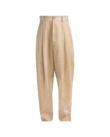 Giorgio Armani Men's Linen Oversized Straight-Leg Pleated Pants | Thumbnail 1 Giorgio Armani Men's Linen Oversized Straight-Leg Pleated Pants | Thumbnail 1