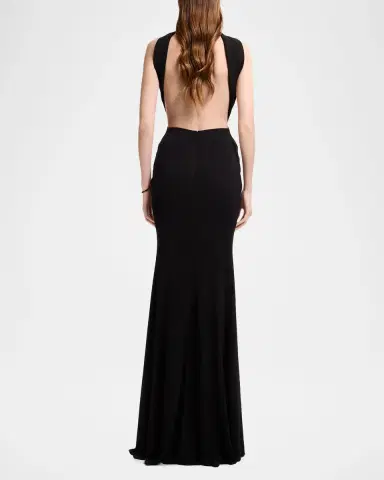 Elie Saab Crisscross Draped Jersey Backless Halter Gown | Thumbnail 3 Elie Saab Crisscross Draped Jersey Backless Halter Gown | Thumbnail 3