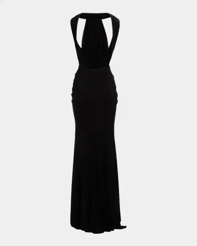 Elie Saab Crisscross Draped Jersey Backless Halter Gown | Thumbnail 4 Elie Saab Crisscross Draped Jersey Backless Halter Gown | Thumbnail 4