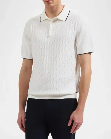 Bugatchi Men's Zigzag Cotton-Blend Polo Shirt | Thumbnail 4 Bugatchi Men's Zigzag Cotton-Blend Polo Shirt | Thumbnail 4