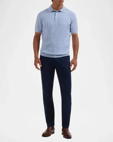 Bugatchi Men's Zigzag Cotton-Blend Polo Shirt | Thumbnail 2 Bugatchi Men's Zigzag Cotton-Blend Polo Shirt | Thumbnail 2