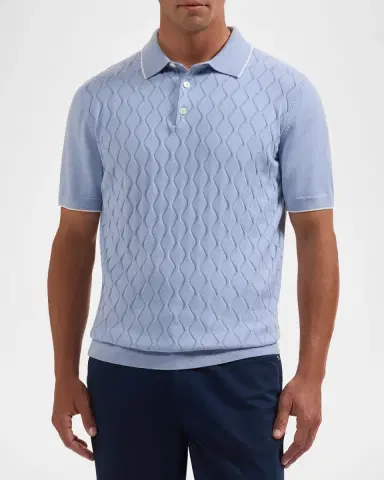 Bugatchi Men's Zigzag Cotton-Blend Polo Shirt | Thumbnail 4 Bugatchi Men's Zigzag Cotton-Blend Polo Shirt | Thumbnail 4