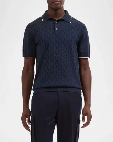 Bugatchi Men's Zigzag Cotton-Blend Polo Shirt | Thumbnail 4 Bugatchi Men's Zigzag Cotton-Blend Polo Shirt | Thumbnail 4
