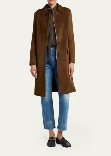 Tom Ford Suede Single-Breasted Long Coat | Thumbnail 2 Tom Ford Suede Single-Breasted Long Coat | Thumbnail 2