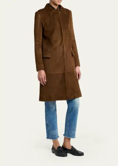 Tom Ford Suede Single-Breasted Long Coat | Thumbnail 4 Tom Ford Suede Single-Breasted Long Coat | Thumbnail 4