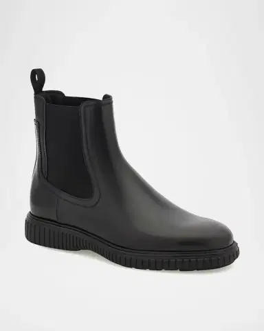 Ferragamo Men's Santo Leather Rubber-Sole Chelsea Boots | Thumbnail 4 Ferragamo Men's Santo Leather Rubber-Sole Chelsea Boots | Thumbnail 4