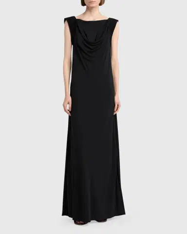 Bottega Veneta Intrecciato-Trim Draped Crepe Jersey Maxi Dress | Thumbnail 2 Bottega Veneta Intrecciato-Trim Draped Crepe Jersey Maxi Dress | Thumbnail 2