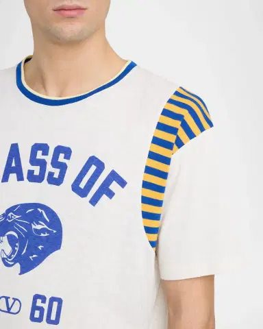 Valentino Garavani Men's Panther Collegiate-Logo Crewneck T-Shirt | Thumbnail 5 Valentino Garavani Men's Panther Collegiate-Logo Crewneck T-Shirt | Thumbnail 5
