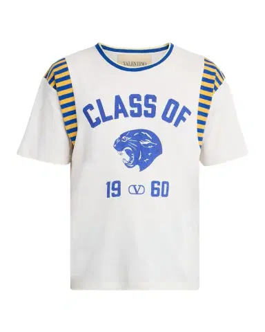 Valentino Garavani Men's Panther Collegiate-Logo Crewneck T-Shirt | Thumbnail 1 Valentino Garavani Men's Panther Collegiate-Logo Crewneck T-Shirt | Thumbnail 1