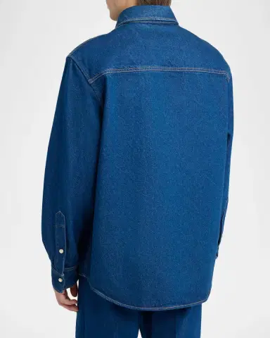 Valentino Garavani Men's VGold-Pocket Denim Western Shirt | Thumbnail 3 Valentino Garavani Men's VGold-Pocket Denim Western Shirt | Thumbnail 3