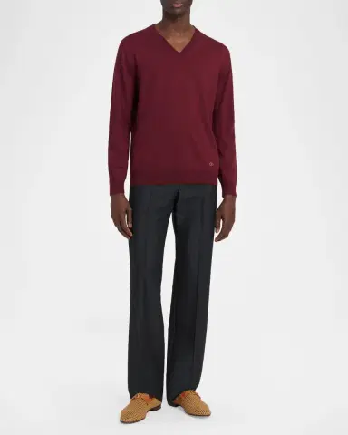 Valentino Garavani Men's Wool Vlogo V-Neck Sweater | Thumbnail 2 Valentino Garavani Men's Wool Vlogo V-Neck Sweater | Thumbnail 2