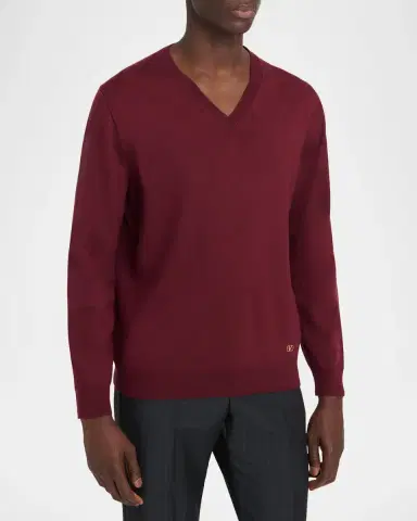 Valentino Garavani Men's Wool Vlogo V-Neck Sweater | Thumbnail 4 Valentino Garavani Men's Wool Vlogo V-Neck Sweater | Thumbnail 4