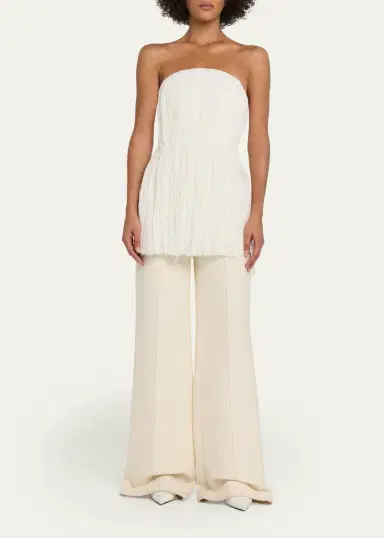 Adam Lippes Isla Pleated Delp Silk Strapless Top | Thumbnail 2 Adam Lippes Isla Pleated Delp Silk Strapless Top | Thumbnail 2