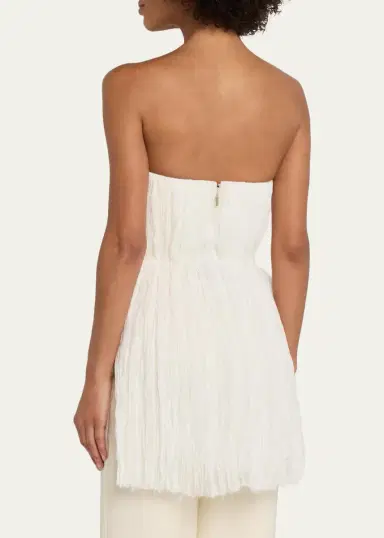 Adam Lippes Isla Pleated Delp Silk Strapless Top | Thumbnail 3 Adam Lippes Isla Pleated Delp Silk Strapless Top | Thumbnail 3