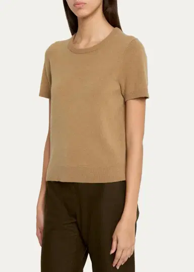 Vince Cashmere-Blend Short-Sleeve Crewneck Sweater | Thumbnail 4 Vince Cashmere-Blend Short-Sleeve Crewneck Sweater | Thumbnail 4