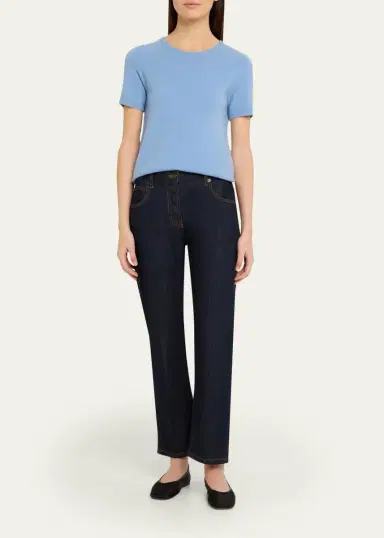 Vince Cashmere-Blend Short-Sleeve Crewneck Sweater | Thumbnail 6 Vince Cashmere-Blend Short-Sleeve Crewneck Sweater | Thumbnail 6