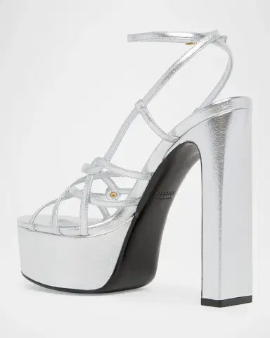 Versace 140mm Medusa Metallic Leather Platform Sandals | Thumbnail 2 Versace 140mm Medusa Metallic Leather Platform Sandals | Thumbnail 2