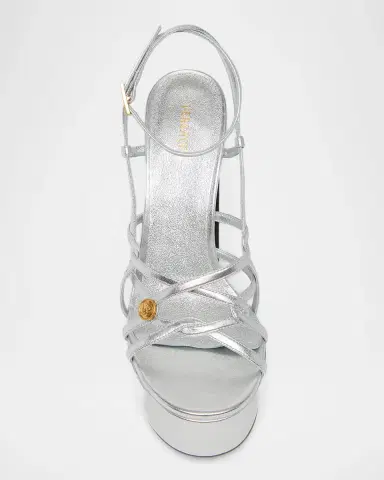 Versace 140mm Medusa Metallic Leather Platform Sandals | Thumbnail 4 Versace 140mm Medusa Metallic Leather Platform Sandals | Thumbnail 4