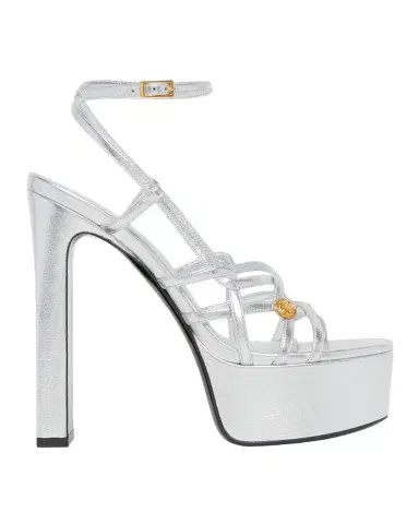 Versace 140mm Medusa Metallic Leather Platform Sandals | Thumbnail 1 Versace 140mm Medusa Metallic Leather Platform Sandals | Thumbnail 1