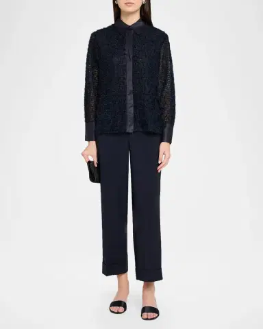 PESERICO Fringed Mesh Button-Down Shirt | Thumbnail 2 PESERICO Fringed Mesh Button-Down Shirt | Thumbnail 2