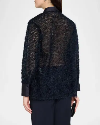 PESERICO Fringed Mesh Button-Down Shirt | Thumbnail 3 PESERICO Fringed Mesh Button-Down Shirt | Thumbnail 3