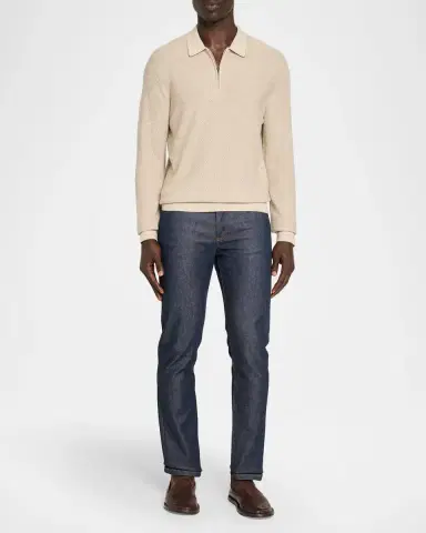 Vince Men's Jacquard Quarter-Zip Polo Sweater | Thumbnail 2 Vince Men's Jacquard Quarter-Zip Polo Sweater | Thumbnail 2