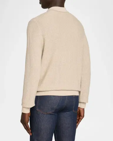 Vince Men's Jacquard Quarter-Zip Polo Sweater | Thumbnail 3 Vince Men's Jacquard Quarter-Zip Polo Sweater | Thumbnail 3