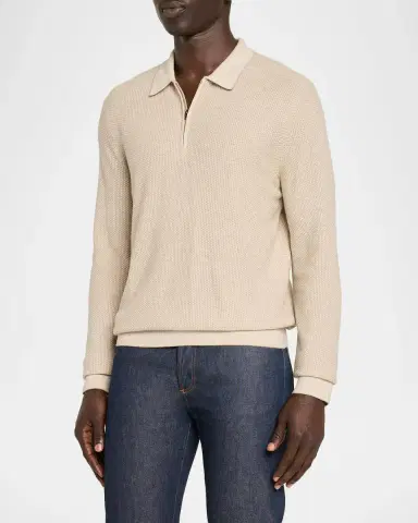 Vince Men's Jacquard Quarter-Zip Polo Sweater | Thumbnail 4 Vince Men's Jacquard Quarter-Zip Polo Sweater | Thumbnail 4
