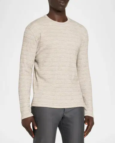 Vince Men's Space-Dye Thermal Long-Sleeve Crewneck T-Shirt | Thumbnail 4 Vince Men's Space-Dye Thermal Long-Sleeve Crewneck T-Shirt | Thumbnail 4