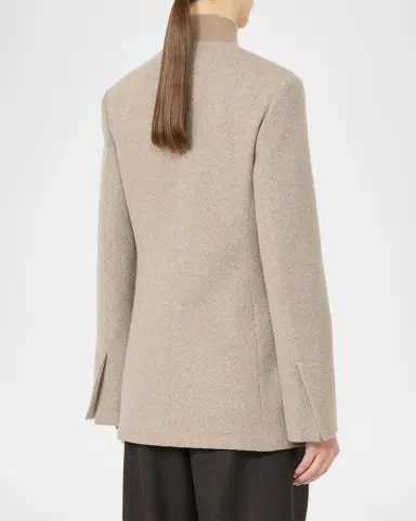 Max Mara Cashmere Single-Breasted Collarless Jacket | Thumbnail 3 Max Mara Cashmere Single-Breasted Collarless Jacket | Thumbnail 3