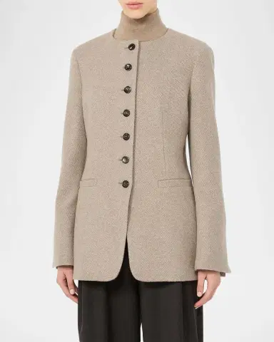 Max Mara Cashmere Single-Breasted Collarless Jacket | Thumbnail 4 Max Mara Cashmere Single-Breasted Collarless Jacket | Thumbnail 4