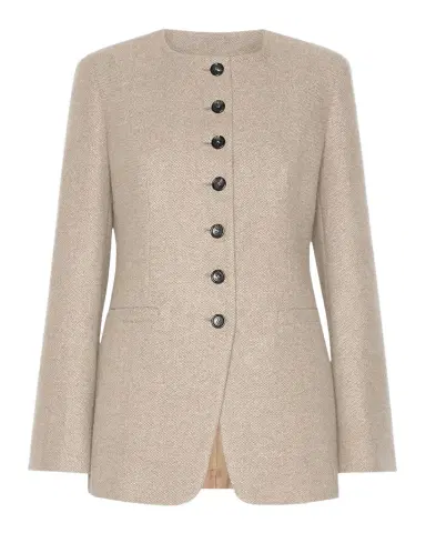 Max Mara Cashmere Single-Breasted Collarless Jacket | Thumbnail 1 Max Mara Cashmere Single-Breasted Collarless Jacket | Thumbnail 1
