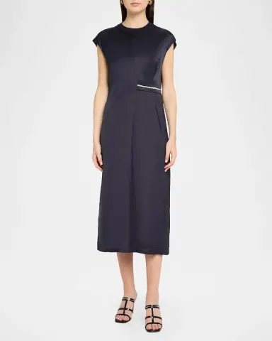 PESERICO Gathered Cap-Sleeve Midi Dress | Thumbnail 2 PESERICO Gathered Cap-Sleeve Midi Dress | Thumbnail 2