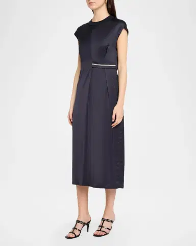 PESERICO Gathered Cap-Sleeve Midi Dress | Thumbnail 4 PESERICO Gathered Cap-Sleeve Midi Dress | Thumbnail 4