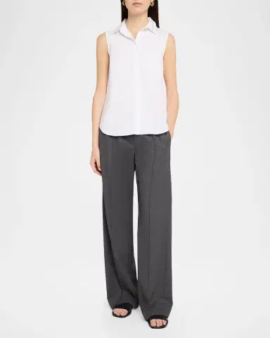 PESERICO Chain-Trim Sleeveless Stretch Cotton Shirt | Thumbnail 2 PESERICO Chain-Trim Sleeveless Stretch Cotton Shirt | Thumbnail 2