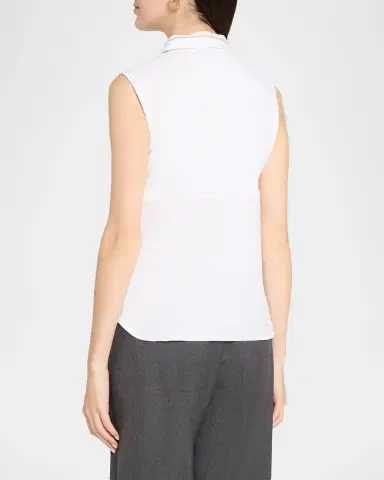 PESERICO Chain-Trim Sleeveless Stretch Cotton Shirt | Thumbnail 3 PESERICO Chain-Trim Sleeveless Stretch Cotton Shirt | Thumbnail 3