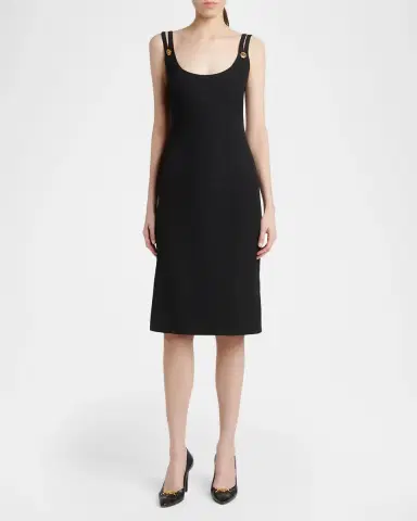 Versace Grain de Poudre Wool Midi Sheath Dress | Thumbnail 2 Versace Grain de Poudre Wool Midi Sheath Dress | Thumbnail 2