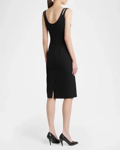 Versace Grain de Poudre Wool Midi Sheath Dress | Thumbnail 3 Versace Grain de Poudre Wool Midi Sheath Dress | Thumbnail 3