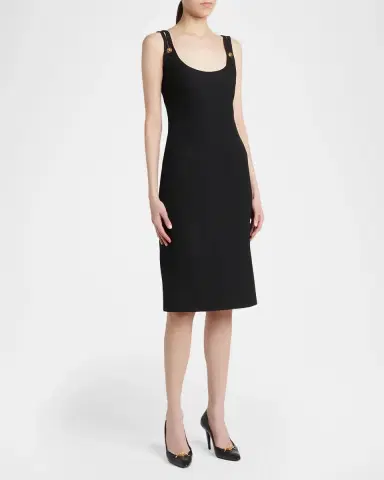 Versace Grain de Poudre Wool Midi Sheath Dress | Thumbnail 4 Versace Grain de Poudre Wool Midi Sheath Dress | Thumbnail 4