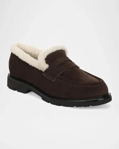 Vince Siena Shearling-Lined Suede Lug-Sole Loafers | Thumbnail 2 Vince Siena Shearling-Lined Suede Lug-Sole Loafers | Thumbnail 2