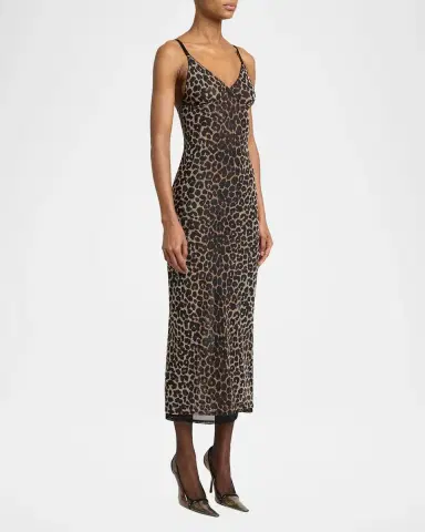 Saint Laurent Leopard Tulle Slip Dress | Thumbnail 4 Saint Laurent Leopard Tulle Slip Dress | Thumbnail 4