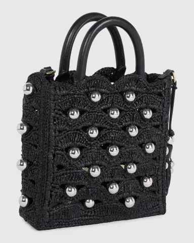 Rabanne Embellished Raffia Top Handle Bag | Thumbnail 3 Rabanne Embellished Raffia Top Handle Bag | Thumbnail 3