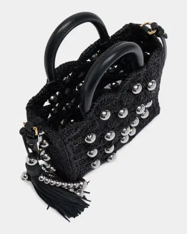 Rabanne Embellished Raffia Top Handle Bag | Thumbnail 4 Rabanne Embellished Raffia Top Handle Bag | Thumbnail 4