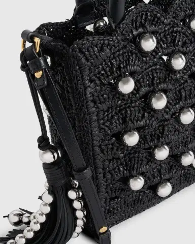 Rabanne Embellished Raffia Top Handle Bag | Thumbnail 6 Rabanne Embellished Raffia Top Handle Bag | Thumbnail 6